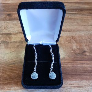 Long Sparkling Silver Earrings